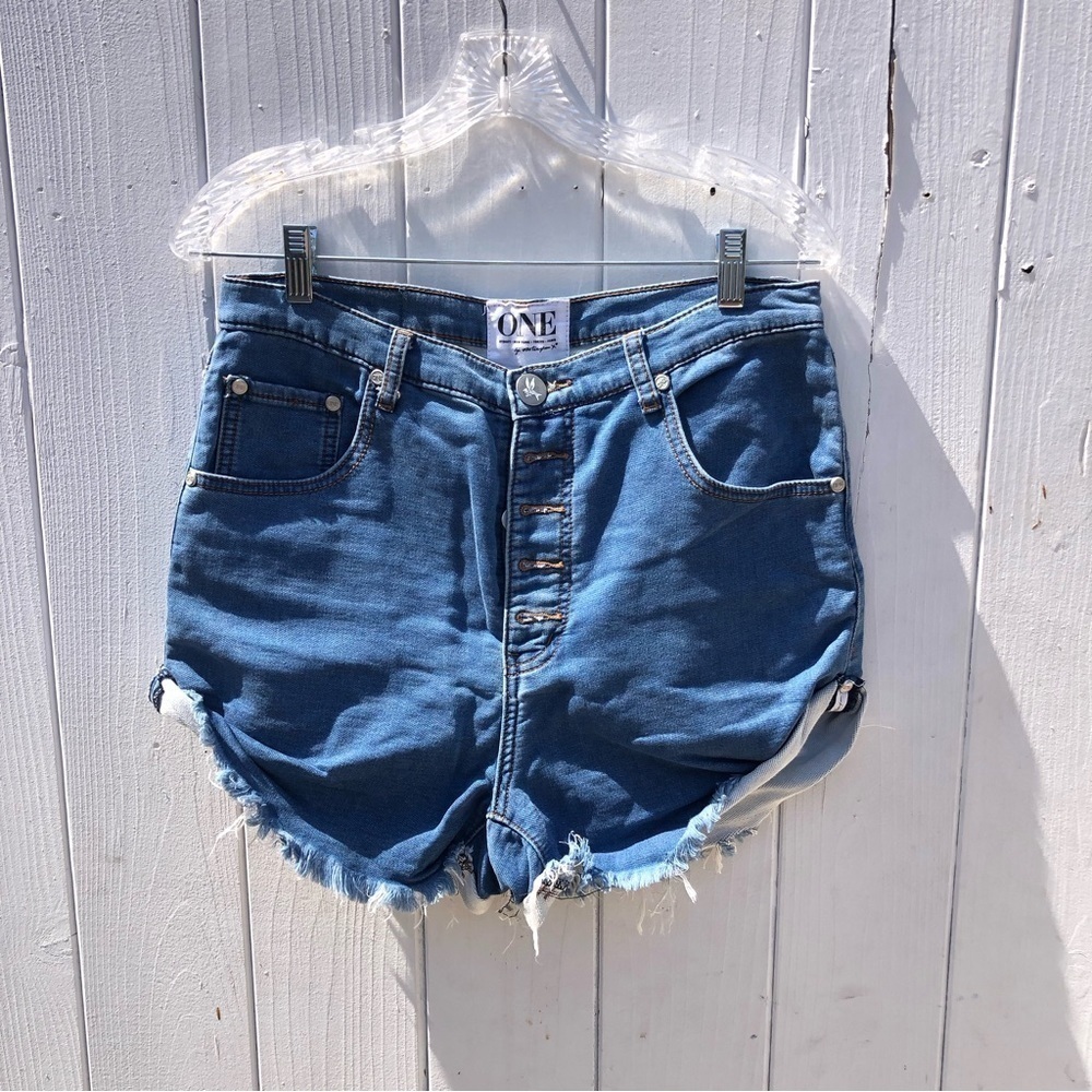 One Teaspoon Lovers Denim Jean Shorts Button Fly Size 28 - Picture 2 of 10